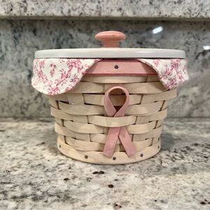 Longaberger 2007 Horizon of Hope Whitewashed basket, liner, protector and lid